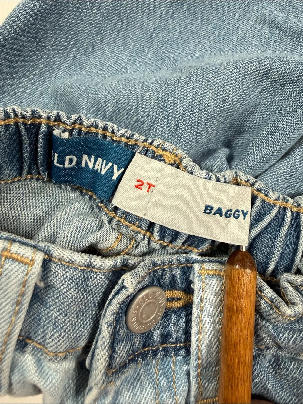 OLD NAVY Girls Two Tone Baggy Wide Leg Jeans 2T Colorblock 90s Y2K Retro Boho